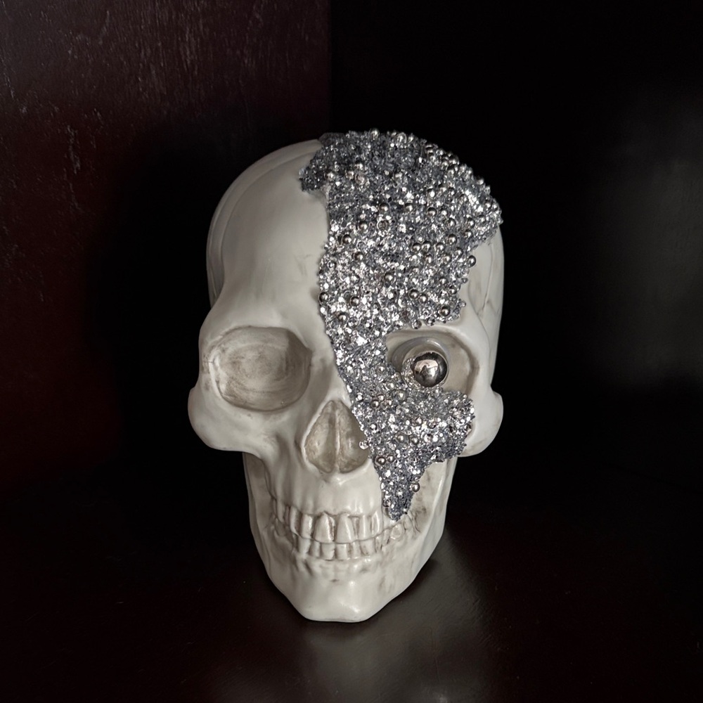 Silver Embellished Skull Home Accent